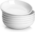 Y YHY Pasta Bowls, 30oz Salad Bowls White Soup Bowls Large Pasta Serving Bowl Porcelain Pasta Plates Wide and Shallow Bowls Set of 6 Microwave Dishwasher Safe Valentines Day Gift - Image 2