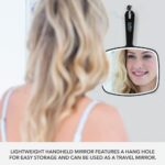 ForPro Professional Collection Premium Hand Mirror with Handle, 6.3" W x 9.6" L, Multi-Purpose Handheld Mirror with Distortion-Free Reflection, Black - Image 5