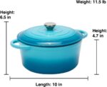 5 Quart Enameled Cast Iron Dutch Oven Pot with Lid, Dual Handle for Bread Baking, Heavy-Duty Cookware for Braising, Stews, Roasting (Teal) - Image 7