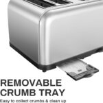 Toaster 4 Slice, Dual Independent Controls, Extra Wide Slot Toasters for Bagel, Bread, Waffles, 7 Shade Settings, 4 Main Functions, Removable Crumb Tray, 1500 Watts, Brushed Stainless Steel - Image 8