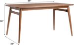 Walker Edison Mid-Century Modern Solid Wood Tapered-Leg Dining Table, 59 Inch, Walnut - Image 4