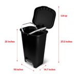 Glad 13 Gallon Trash Can | Plastic Kitchen Waste Bin with Odor Protection of Lid | Hands Free with Step On Foot Pedal and Garbage Bag Rings, Black - Image 3