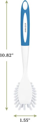 Amazer Dish Brush with Handle, 2 Pack Kitchen Scrub Brushes for Cleaning, Dish Scrubber with Stiff Bristles for Sink, Pots, Pans - Image 5