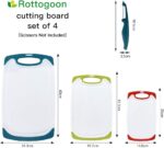 Cutting Boards for Kitchen, Plastic Chopping Board Set of 4 with Non-Slip Feet and Deep Drip Juice Groove, Easy Grip Handle, Dishwasher Safe, Green - Image 3