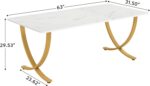 Tribesigns Executive Desk, 63” W x 31.5” D Large Office Desk, Modern Computer Desk Conference Table Meeting Room Table, Business Furniture for Home Office, White and Gold - Image 3