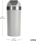 Umbra Venti Kitchen Trash Can with Swing Top Lid, Large 16-Gallon (62 L) Capacity, Grey - Image 4
