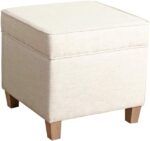 Homepop Home Decor | K7342-F2067 | Classic Square Storage Ottoman with Lift Off Lid | Ottoman with Storage for Living Room & Bedroom, Cream Woven - Image 2