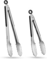 Hotec Stainless Steel Kitchen Tongs Set of 2 - 9" and 12", Locking Metal Food Tongs Non-Slip Grip - Image 2