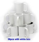 Sublimation Mugs, Cups 11oz Sublimation Ceramic Blank Coffee Mugs,White Cups, Sulimation Blanks, Blank White Mugs-36 pack bulk bundle (36pc white mug single box) - Image 5