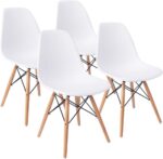 Furmax Modern Style Dining Chair Mid Century Modern DSW Chair, Shell Lounge Plastic Chair for Kitchen, Dining, Bedroom, Living Room Side Chairs Set of 4(White) - Image 2