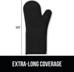 GORILLA GRIP BPA-Free Soft Silicone Oven Mitts, Heat Resistant and Waterproof Cooking Gloves, Thick Cotton Lining, Flexible Gripping for Baking Grilling, Kitchen Potholders Set of 2, 12.5x8.3, Black - Image 8