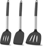3Pcs Silicone Spatula Set Heat Resistant Spatulas for Nonstick Cookware Fish Turner Plastic Spatulas Rubber Wok Spatula, Long Large Spatula Silicone Cooking Use Kitchen Utensils Set - Image 2