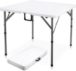 34" Square Folding Card Table, Fold-in-Half Utility Dining Portable Table Heavy Duty HDPE White Plastic Foldable with Carrying Handle Indoor Outdoor for Picnic, Camping, Party - Image 2