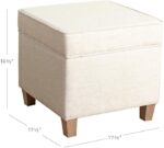 Homepop Home Decor | K7342-F2067 | Classic Square Storage Ottoman with Lift Off Lid | Ottoman with Storage for Living Room & Bedroom, Cream Woven - Image 4