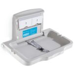 Baby Changing Station Wall Mounted Baby Changing Table Foldable Diaper Changing Unit Commercial Restrooms Horizontal HDPE Meterial with Safrty Strap White Gray - Image 2