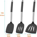 3Pcs Silicone Spatula Set Heat Resistant Spatulas for Nonstick Cookware Fish Turner Plastic Spatulas Rubber Wok Spatula, Long Large Spatula Silicone Cooking Use Kitchen Utensils Set - Image 8
