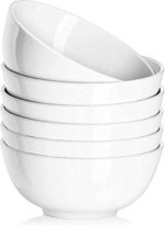 DELLING Ultra-Strong 22 Ounce Soup Bowls, Cereal Bowl, 6 inch Bowls Set, White Ceramic Bowls, White Bowls for Kitchen, Snack Rice Pasta Salad Oatmeal, Set of 6, Dishwasher & Microwave Safe - Image 2