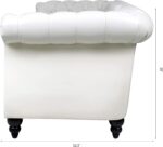 LEVNARY Chesterfield Sofa, Classic Tufted Upholstered Leather Couch, Modern 3 Seater Couch Furniture with Tufted Back for Living Room Office (Cream White) - Image 6