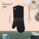 sungwoo Extra Long Silicone Oven Mitts, Heat Resistant Oven Gloves with Quilted Liner Non-Slip Textured Grip Perfect for BBQ, Baking, Cooking and Grilling - 1 Pair 14.6 Inch Black - Image 6