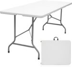 Folding Table 6ft Portable Heavy Duty Plastic Fold-in-Half Utility Foldable Table Plastic Dining Indoor Outdoor for Camping, Picnic and Party, White - Image 2