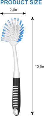 SetSail Dish Brush with Handle, 2 Pack Stiff Bristles Dish Scrubber with Built-in Scraper Dish Scrub Brushes for Cleaning Dishes, Pots and Pans, Kitchen Sink - Image 3