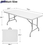 Folding Table 6ft Portable Heavy Duty Plastic Fold-in-Half Utility Foldable Table Plastic Dining Indoor Outdoor for Camping, Picnic and Party, White - Image 4