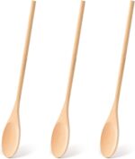 HANSGO Wooden Spoons for Cooking, 12 Inch Long Handle Wooden Cooking Mixing Oval Spoons to Baking, Stir Meals, 3PCS - Image 2