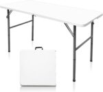 Gocamptoo Folding Table,4ft Indoor Outdoor Heavy Duty Portable Folding Square Plastic Dining Table w/Handle, Lock for Picnic, Party, Camping (4 FT) … - Image 2