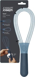Joseph Joseph Twist Whisk 2-In-1 Collapsible Balloon and Flat Whisk Silicone Coated Steel Wire, Sky Blue - Image 3