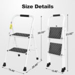 HBTower 2 Step Ladder,2 Step Stool for Adults Folding Step Stool with Cushioned Handle with Wide Anti-Slip Pedal Ergonomic Design - Image 8
