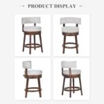 COLAMY Swivel Bar Stool Set of 2, Modern Swivel Barstool with Back, Counter Height Bar Stools, 25 Inch Upholstered Wood Barstool for Kitchen Island Dining Room Bar, Beige - Image 9