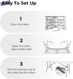 Folding Table 6ft Portable Heavy Duty Plastic Fold-in-Half Utility Foldable Table Plastic Dining Indoor Outdoor for Camping, Picnic and Party, White - Image 7