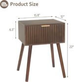 Mid Century Modern Nightstand, Small End Tables Living Room, Accent Bedside Table with Drawer for Bedroom and Small Space, Rustic Brown - Image 7