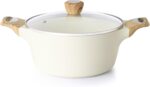SENSARTE Ceramic Nonstick Stock Pot with Lid, 2.6/4.5/6.6 QT Soup Pot Casserole Pot, Non-toxic Healthy Pasta Pot, Large Cooking Pot Stew Pot, Induction Compatible, PFOA PFAS PTFE Free, White - Image 2