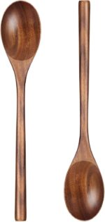 HANSGO 2PCS Large Wooden Cooking Spoons, 12 Inches Wooden Kitchen Utensil for Cooking, Serving, Mixing - Image 2