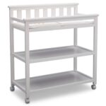 Delta Children Flat Top Changing Table with Wheels and Changing Pad - Greenguard Gold Certified, Bianca White - Image 2