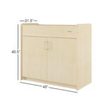 Foundations SafeSwing Daycare Changing Table, Formerly SafetyCraft - Durable Wood Cabinet with 2 Built-in Shelves - Storage w/Soft Close Hinges, Includes Durable Mattress Pad - Natural - Image 7
