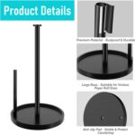 Paper Towel Holder Countertop, Standing Paper Roll Holder with Anti Slip Weighted Base, Stainless Steel Freestanding Paper Towel Holder for Kitchen, Black - Image 6