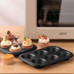 2 Packs Premium Steel Muffin Pan for Baking, Round Muffin Baking Pan, Baking Tray for Muffins, Cupcakes, Brownie(Black, 6 Cup) - Image 4