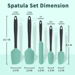 Coukre Silicone Spatula Set of 5,High Temperature Resistant, Food Grade Silicone, Dishwasher Safe, for Baking, Cooking (Aqua Green Black, Split-type) - Image 3