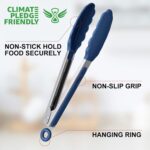 Kitchen Tongs, Stainless Steel Silicone Tongs for Cooking 600ºF High Heat-Resistant BBQ Grilling Locking Tongs, Set of 2-9" and 12" Classic Blue - Image 4