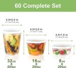 60 Sets (120-Piece) Deli Containers with Lids, 32/16/8 oz X 20 Set Each, Leak-Proof & BPA Free Airtight Takeout Plastic Food Storage Containers for Soup, Freezer/Microwave/Dishwasher Safe - Image 3
