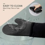 sungwoo Extra Long Silicone Oven Mitts, Heat Resistant Oven Gloves with Quilted Liner Non-Slip Textured Grip Perfect for BBQ, Baking, Cooking and Grilling - 1 Pair 14.6 Inch Black - Image 5