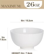 MALACASA Porcelain Soup Bowls, White Ceramic Cereal Bowls for Kitchen, Dishwasher and Microwave Safe, Series Regular (26OZ (4PCS)) - Image 4