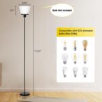 LED Floor Lamp Tall Standing Lamp, Black Modern Torchiere Floor Lamps for Bedroom Living Room Office, Bright Floor Lamp with White Plastic Shade, Bulb Not Included. - Image 5