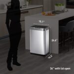 EKO Mirage-T 50 Liter / 13.2 Gallon Touchless Rectangular Motion Sensor Trash Can, Brushed Stainless Steel Finish - Image 6