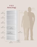 VASAGLE CUSTOS Collection - Bookshelf, 6-Tier Bookcase, Book Shelf, Open Storage Shelf, 9.4 x 23.6 x 63.3 Inches, for Living Room, Home Office, Dinning Room, Cloud White ULBC166T14 - Image 4