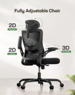 Marsail Ergonomic Office Chair: Office Computer Desk Chair with High Back Mesh and Adjustable Lumbar Support Rolling Work Swivel Task Chairs with Wheel 3D Armrests and Headrest - Image 4