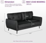 TYBOATLE Sofa Couch 61" Small Loveseat Couches for Living Room, Black Faux Leather Couch Mid Century Modern Tufted Mini Sofa Comfy Office 2 Seat Settee Love Seat Couches for Small Spaces Bedroom - Image 3