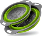 Collapsible Colander Set of 2 Silicone Kitchen Strainer Set, Perfect for Draining Pasta, Vegetable and fruit for Kitchen and Travel Use (green) - Image 2